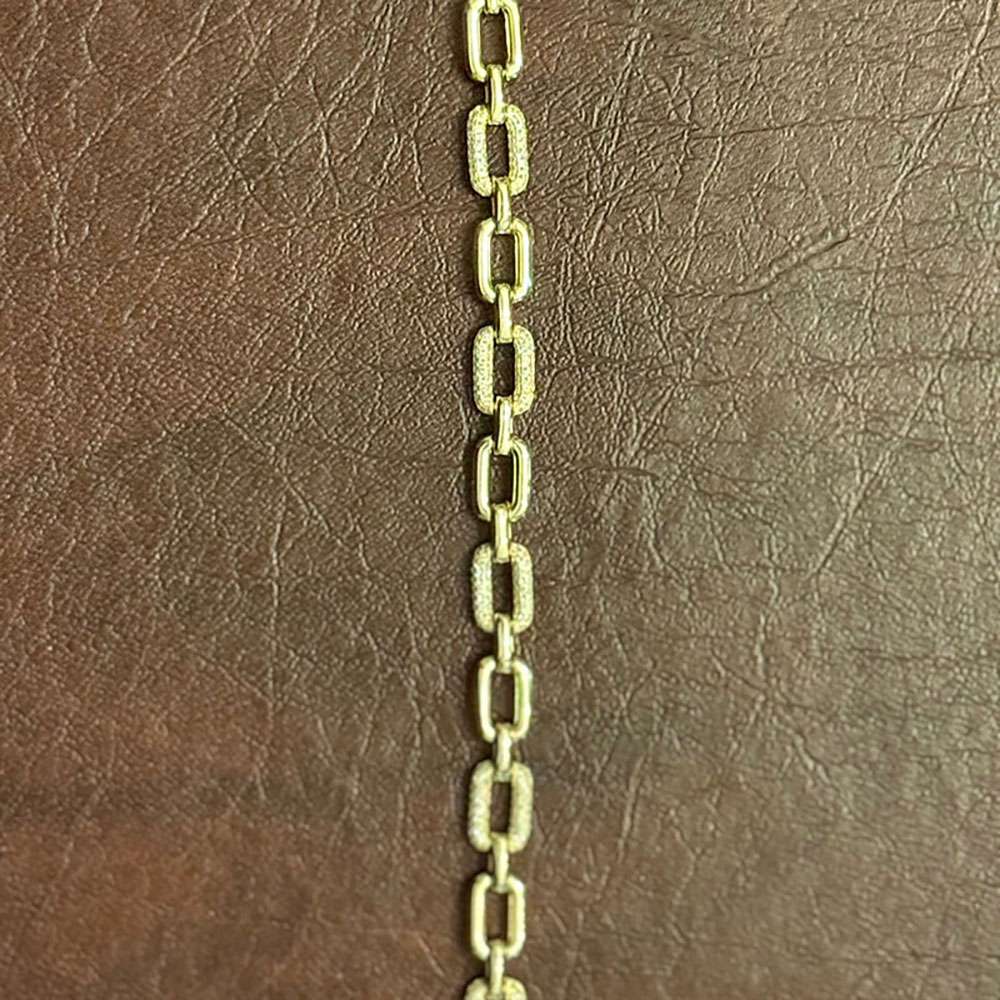 Modern Gold Link and Diamond Accent Bracelet
