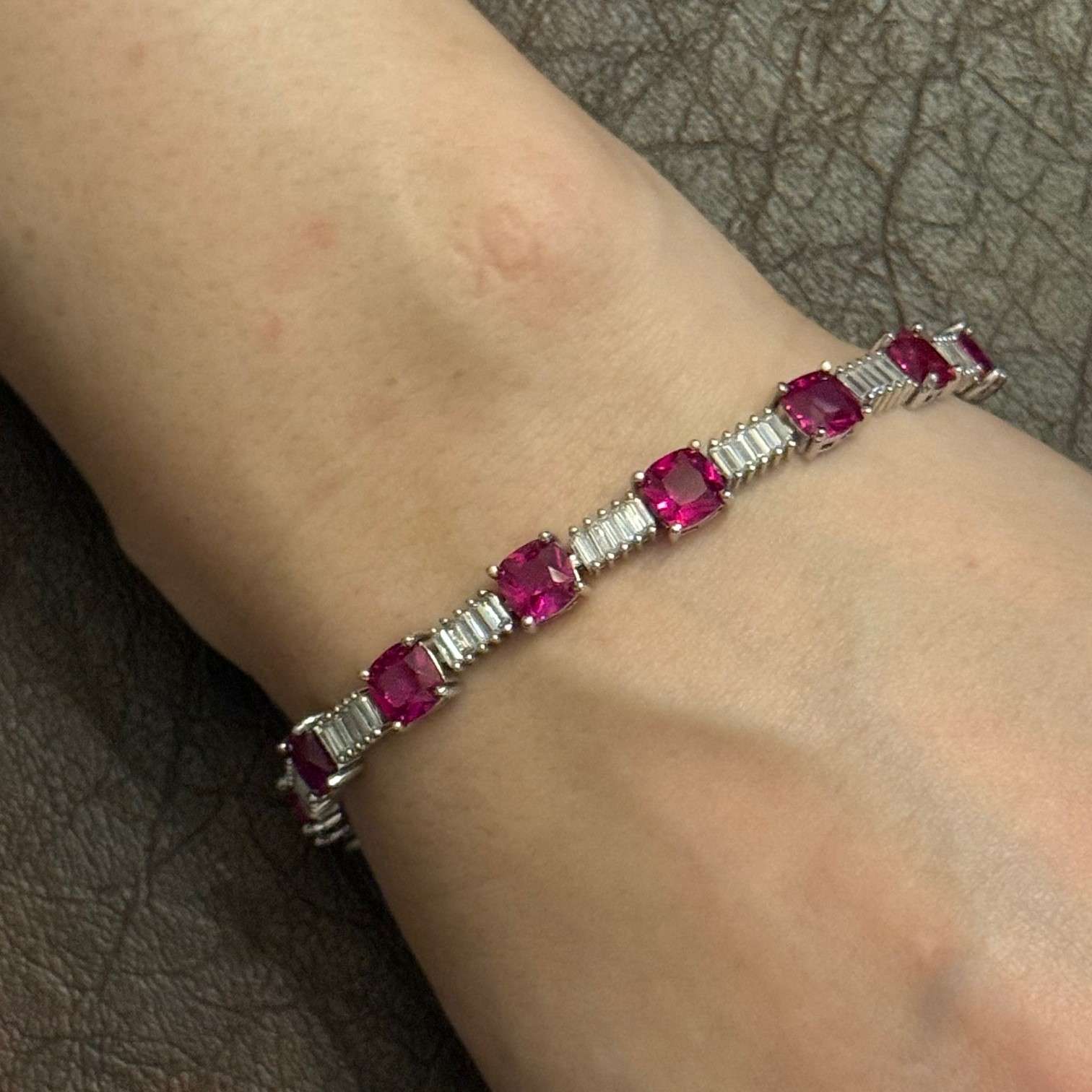 Ruby & Baguette Crystal Tennis Bracelet