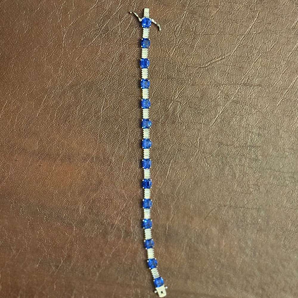 Sapphire & Baguette Crystal Tennis Bracelet